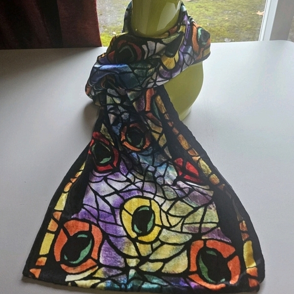 Cedric Brochier Accessories - Cedric Brochier Soieries Stained Glass Scarf Silk Blend Floral Made In France